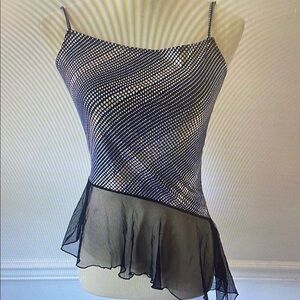 Black and Silver Sequin Asymmetrical Top